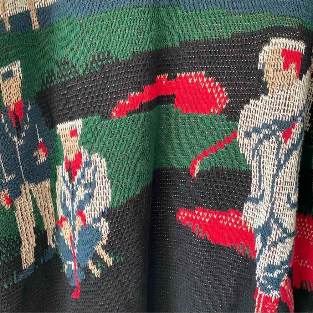 Vintage Mens Dominic & Maria Golf Theme V-Neck Cotton Sweater size large Green - Picture 6 of 6